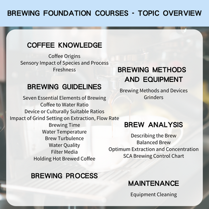 SCA Brewing Foundation Specialty Coffee Association International Certificate Course Hand-brewed Coffee Fundamentals Certificate Course