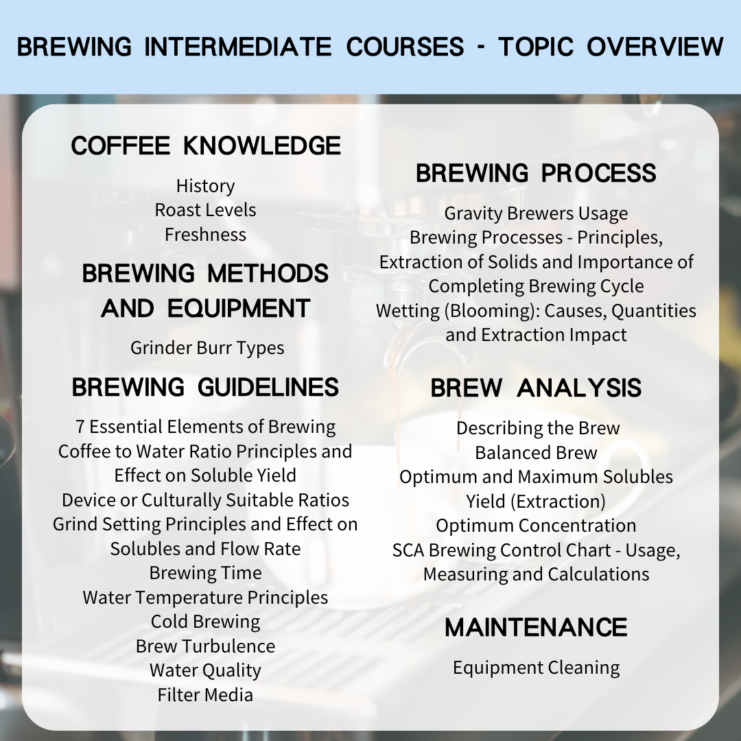 SCA Brewing Intermediate Specialty Coffee Association International Certificate Course Hand-brewed Coffee Intermediate Certificate Course