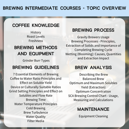 SCA Brewing Intermediate Specialty Coffee Association International Certificate Course Hand-brewed Coffee Intermediate Certificate Course