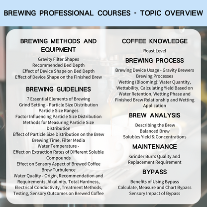 SCA Brewing Professional Specialty Coffee Association International Certificate Course Hand-brewed Coffee Professional Certificate Course