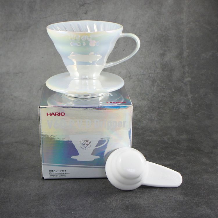 HARIO V60 01 titanium white pearlescent filter cup Pearl Ceramic Coffee Dripper VDC-01-WO