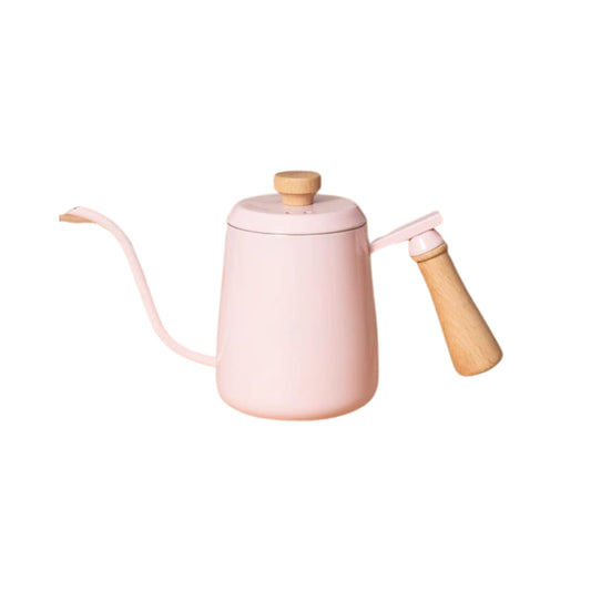 Pink wooden handle hand brewing kettle